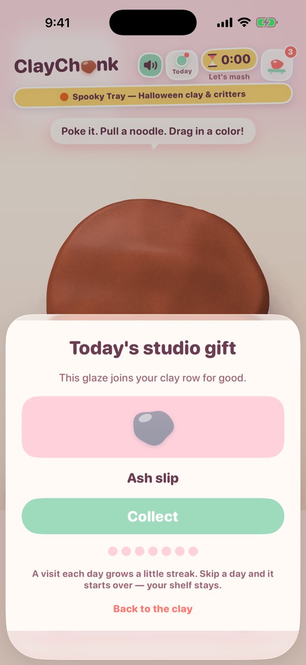 ClayChonk screenshot: A new studio gift every day